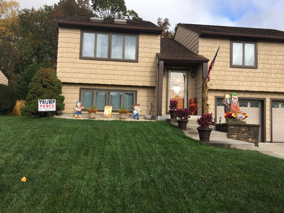 front lawn with autumn decorations