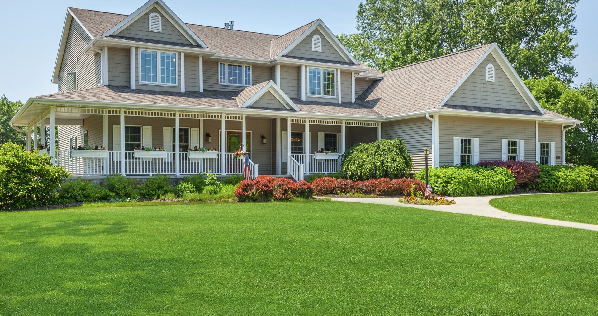 green lawn in the front yard