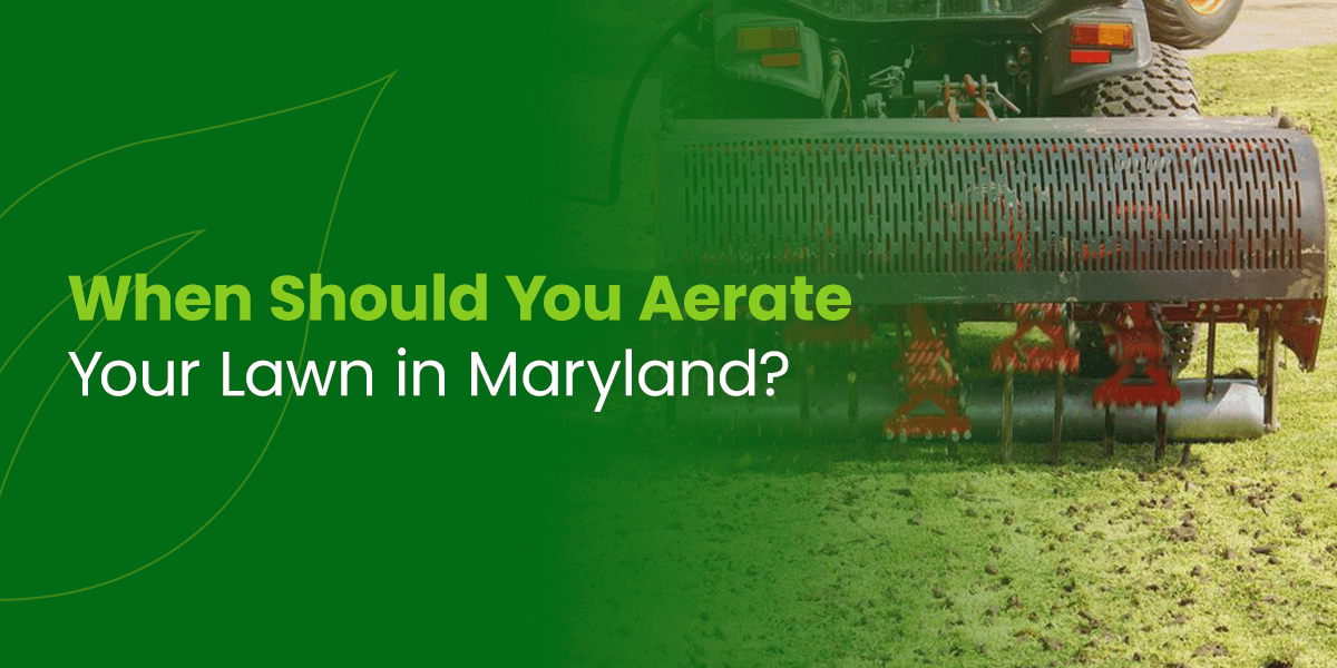 a lawn in maryland is being aerated by a tractor